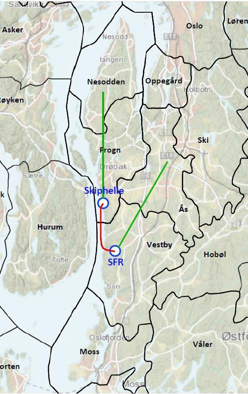 Nesodden samles i Skiphelle. Avløpsvann fra Ås og Vestby samles i SFR.