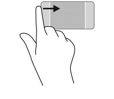 Sveip fingeren lett fra venstre kant på styreputen. Bruke berøringsskjermbevegelser Velge På en datamaskin med berøringsskjerm kan du styre objektene på skjermen direkte med fingrene.