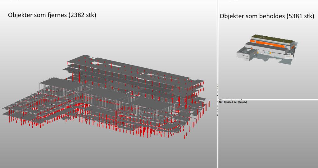 Utfordringer Import BIM i energi- og inneklimaberegninger Fjerne overflødige elementer i BIM modellen Automatisk/manuelt fjerne