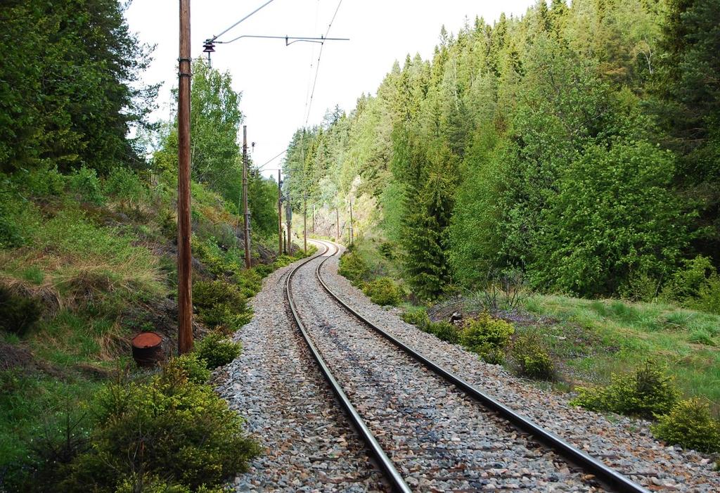 Bilde 26: Like nord for Klyfta vil høyhastighetsbanen gå i eksisterende trasé, på samme høydenivå.