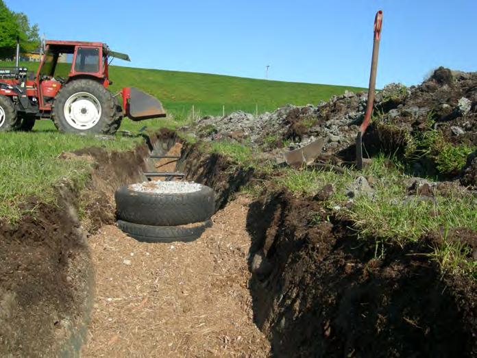 lagast tilkoplingspunkt med ein røyrstump. Som ei sikring er det fornuftig å dekke godt med singel (2-8mm) på slike tilkoplingspunkt.