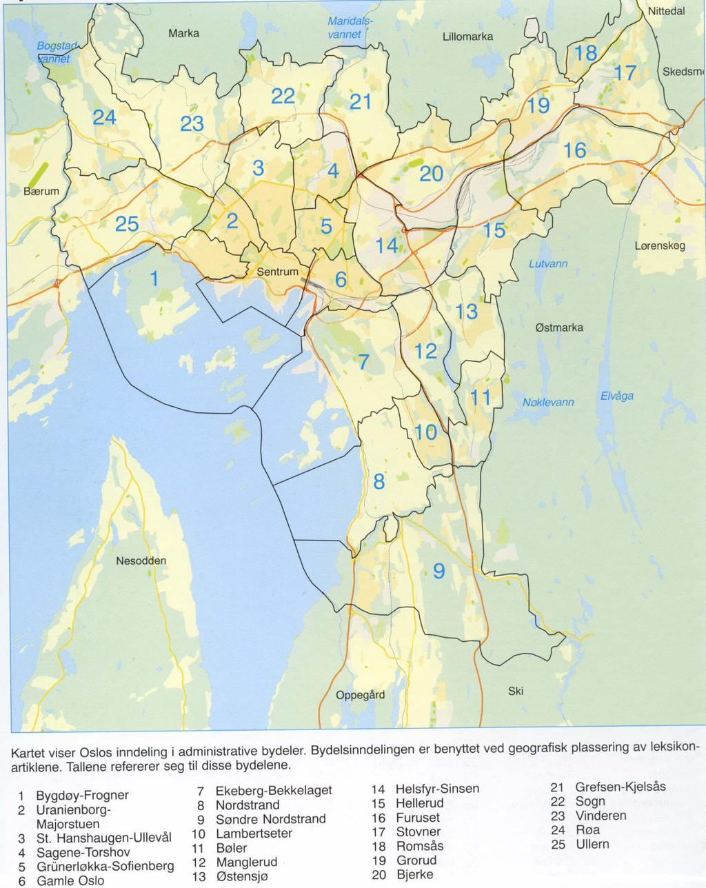Figur 5.4 Groruds beliggenhet (nr. 19) i Oslo. innen boligstandard, og ingen overvekt av innvandrerfamilier.