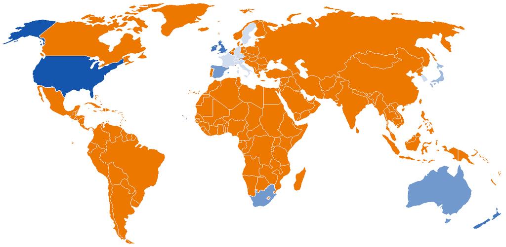 Geografisk fordeling av utvekslingsland!