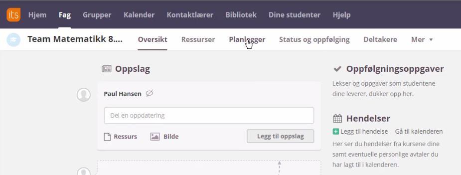 Planlegger I itslearning finnes det et eget verktøy for å utarbeide periodeplaner og undervisningsplaner.