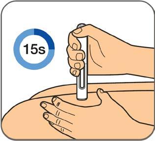 Trinn 6: Etter det andre klikket, tell langsomt til 15 for å sikre at injeksjon er helt ferdig. Ikke lett på presset mot injeksjonsstedet før injeksjonen er helt ferdig.
