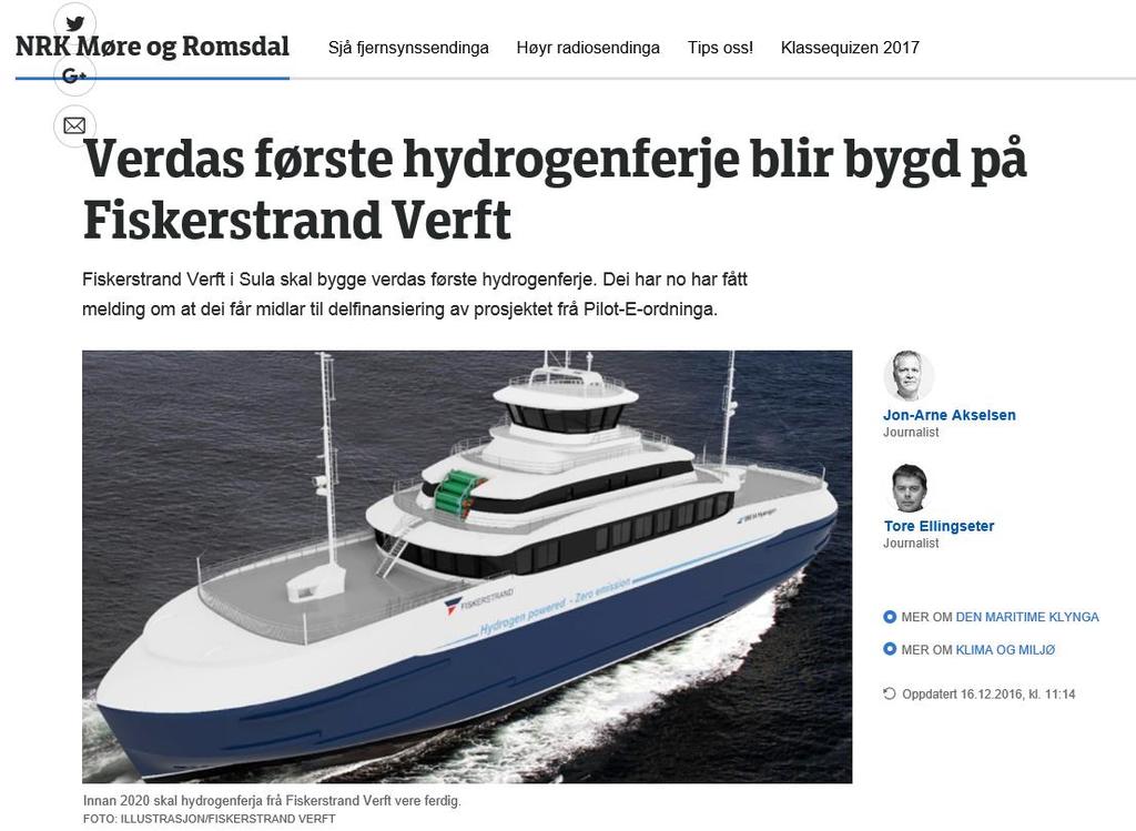 Verdas første hydrogenferje Statens vegvesen -