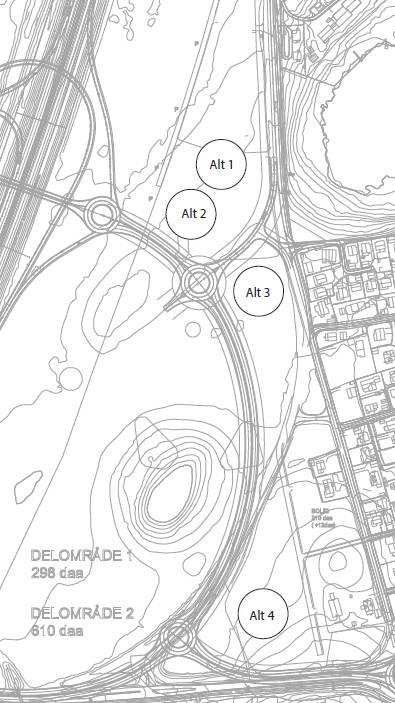 8.2 Alternativ plassering av Blålystomta I kommuneplanen er det avsatt areal til offentlig tjenesteyting i den sørlige delen av Delområde 1.