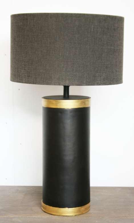 Bordlampe Syylinder i darkbrown satin messing Skjerm