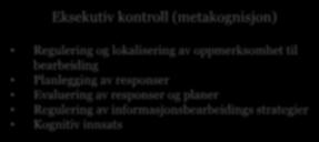 responser og planer Regulering av informasjonsbearbeidings strategier Kognitiv innsats Input av Sanse informasjon Registrering av sanse