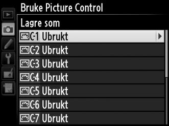 Control uten endringer. J 4 Rediger valgt Picture Control. Se side 132 for mer informasjon.