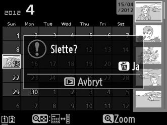Vis bildet eller marker det i miniatyrbildelisten under miniatyr- eller kalenderavspilling. 2 Trykk på O (Q)-knappen. En dialogboks vises.