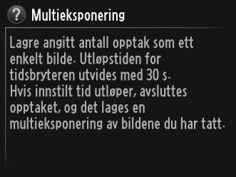 Siste innstillinger (standard er Min meny; 0 280) Glideren viser plassering i gjeldende meny. Gjeldende innstillinger angis med ikoner. Menyalternativer Alternativer i gjeldende meny.