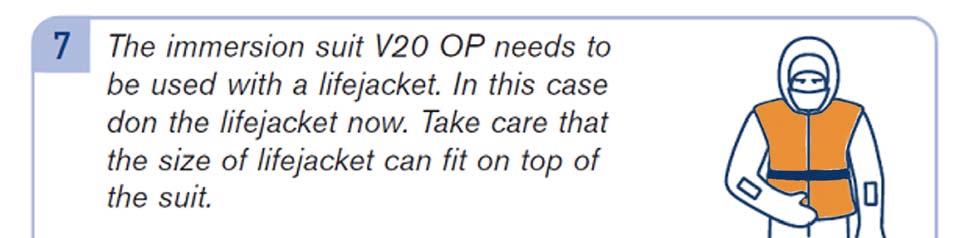 Lukk ansiktsklaff, helikoptersling og lås rundt håndleddene* før du går i vannet. *Gjelder dersom drakten er utstyrt med slik lås.