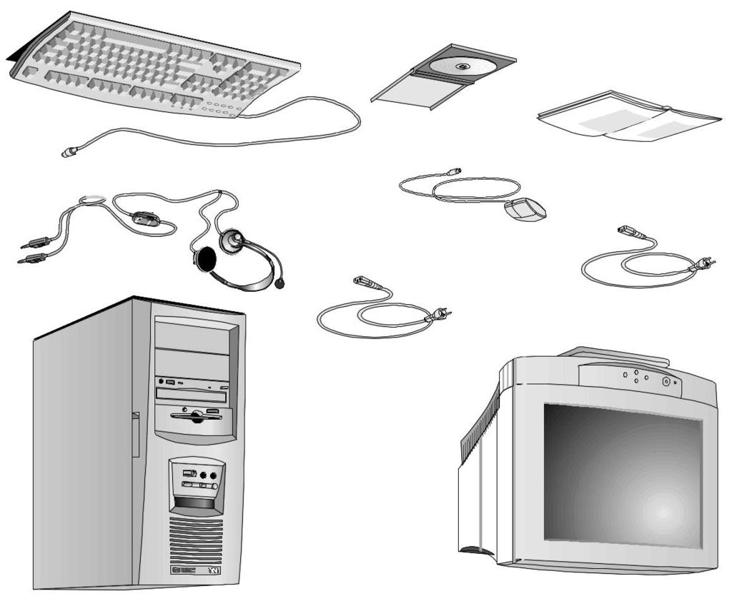 1 Installere og bruke PC-arbeidsstasjonen Pakke ut PC-arbeidsstasjonen Pakke ut PC-arbeidsstasjonen 1 Når du mottar PC-arbeidsstasjonen, pakker du ut alle komponentene.