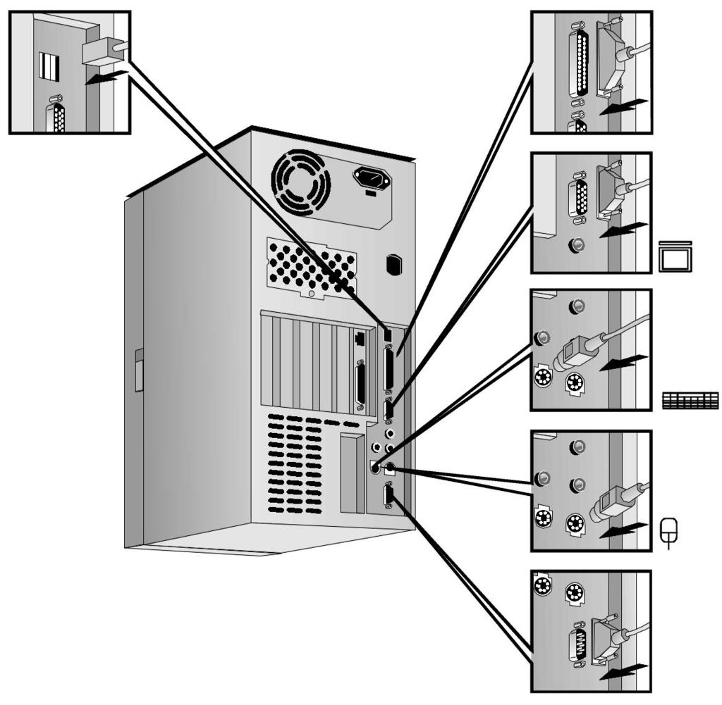 1 Installere og bruke PC-arbeidsstasjonen Koble til mus, tastatur, skjerm og skriver Koble til mus, tastatur, skjerm og skriver Koble til skjermen, musen og tastaturet på baksiden av datamaskinen.