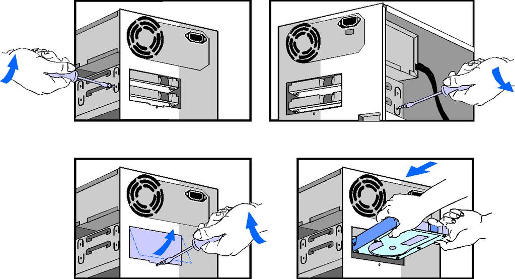 2 Installere tilleggsutstyr Installere masselagerenheter Installere en 3,5-tommers harddisk I installeringshåndboken til stasjonen ser du om du må sette krysskoblinger eller om du må følge en bestemt