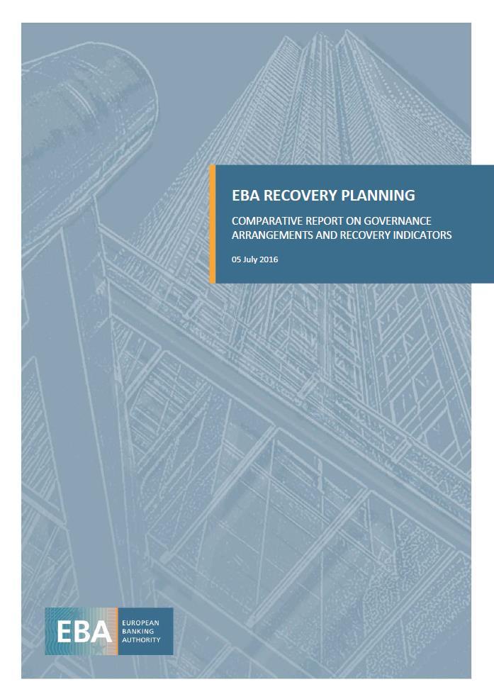 EBA Benchmark-rapport: Forvaltning av planen Rapporten ble publisert i juli 2016 Omhandler blant annet styring og forvaltning av beredskapsplanen De fleste bankene har hensiktsmessige