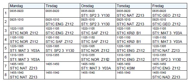 Timeplan