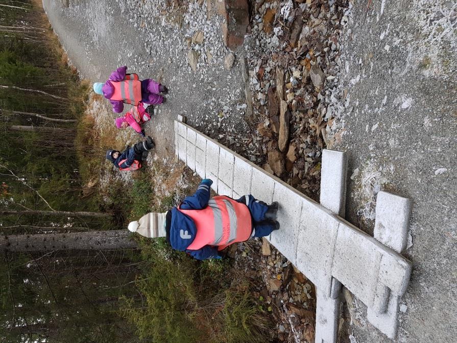 Utelivet Barna er nå begynt og utforske uteområdet på baksiden av barnehagen mer og mer. De tar seg turer bak for å leke, skli i sklia og gå turer.