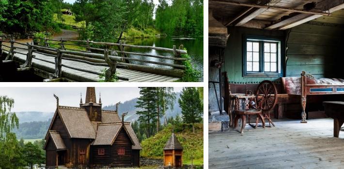 1900-tallet. Garmo stavkirke er en av de store attraksjonene i parken og her blir det viet fortsatt.