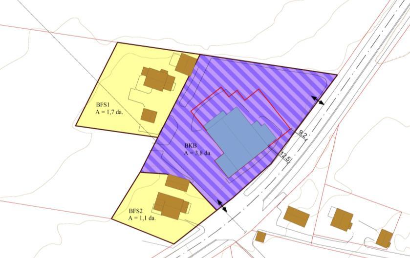 5.3 Bebyggelse og anlegg Innenfor planområdet avsettes arealet på eiendommen gnr. 99, bnr. 17 til kombinert formål kontor/industri (SOSI 1825). Eiendommene gnr. 99, bnr. 12 og 22 avsettes til frittliggende småhusbebyggelse (SOSI 1111).