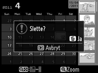 Vis bildet eller marker det i miniatyrlisten i miniatyr- eller kalenderavspilling. 2 Trykk på O-knappen. En dialogboks vises.