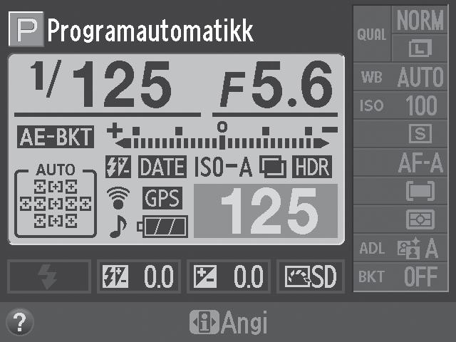 Skjermbildet "Klassisk" vises nedenfor. 1 2 3 4 5 6 1 Opptaksfunksjon i auto/ j auto (blits av)... 26 Motivprogrammer... 30 Eksponeringskontroll P, S, A og M... 61 Modus for spesialeffekter.