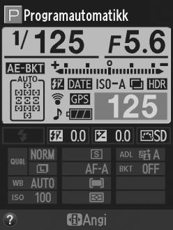 ..205 18 Indikator for datomerking...163 19 Indikator for alternative eksponeringer...89 Alternativ eksponeringsgrad med ADL...90 20 Lukkertid... 63, 65 21 Eksponeringsindikator.