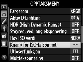 A AUTO Hvis funksjonsvelgeren dreies til P, S, A eller M etter at AUTO er valgt som ISO-følsomhet i en annen funksjon, vil ISO-føslomheten som sist ble valgt med eksponeringskontroll P, S, A eller M