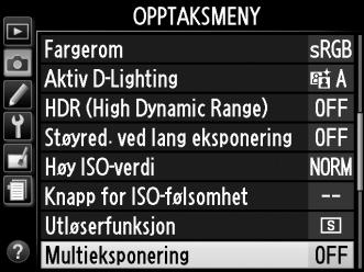 Multieksponering Følg fremgangsmåten nedenfor for å ta opp en serie på to eller tre eksponeringer i et enkelt fotografi.