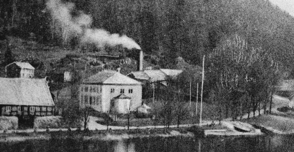 Utsnitt av bilde fra P.B. Melaas, ant 1890 åra. Hagestrukturen vises ikke tydelig, bortsett fra en lysere grusgang foran huset.