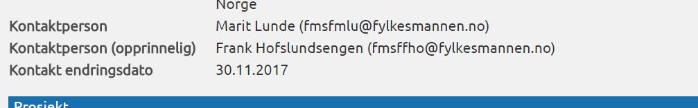 Endre kontaktperson på eit prosjekt Det er berre administrator som har moglegheit til å endre kontaktpersonen til eit prosjekt.