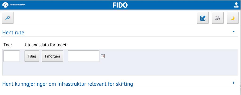 Figur 6 Hent Rute 8.2 Kvittering for kunngjøringer Det er to muligheter for kvittering av kunngjøringer som gjelder for togets rute. Foretakskvittering eller personlig kvittering.