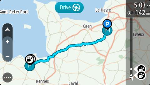 Tips: Hvis du vil oppdatere den lagrede ruten med endringene i Mine ruter-listen, velger du ruten på kartet og velger Lagre endringer i rute i hurtigmenyen.