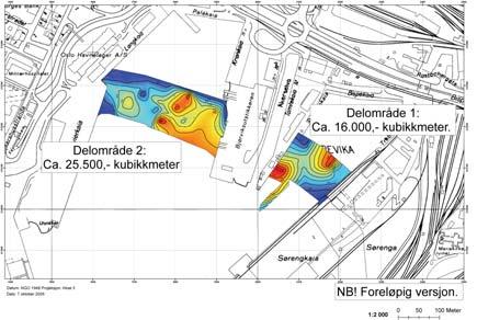 Mudring av forurensede sedimenter i Bispevika og Bjørvika Utstyr og metode Som for graving gjennom Bjørvikautstikkeren og Paulsenkaia, måtte de øverste sterkt forurensede massene i Bjørvika og