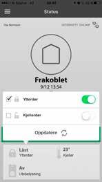 For å kunne se dine smartplugger og lese av temperatur på alarmadressen, må dette symbolet være synlig i appen - Alarmsytemet ditt legger du inn ved å taste inn en aktiveringskode, som