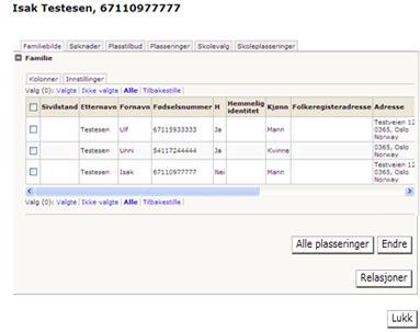 8. All informasjon om barnet Dobbel klikk på navnet til barnet i Ventelisten eller Plasserte barn - Familiebildet Du kan her endre