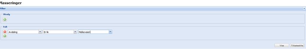 - Filter (utvalg) Her bestemmer du hvilke barn som skal vises i listen. Lage filter for å få frem den enkelte avdeling: Velg listen *Avdeling/alder (for å få med alle barna).