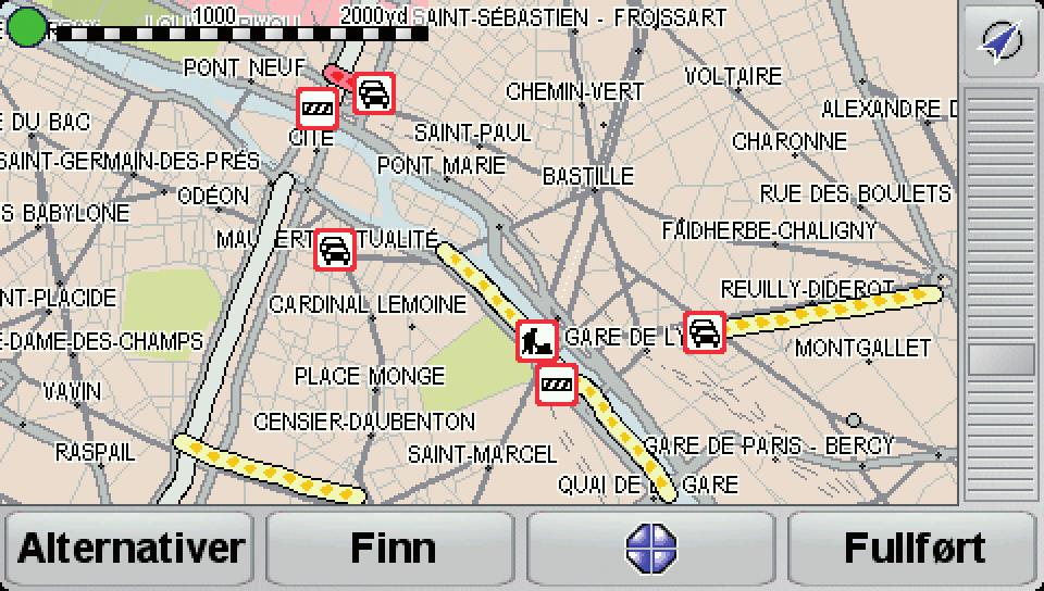 Tips: Du kan la din enhet automatisk lete etter alternative ruter ved å velge Automatisk minimaliser forsinkelser etter hver trafikkoppdatering i Trafikkpreferanser.