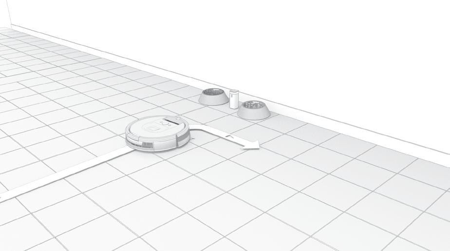 Bruk av dobbelmodus Virtual Wall-barrierer (valgfritt tilbehør til alle modeller) Dobbelmodus Virtual Wall-barrieren holder Roomba på de stedene du