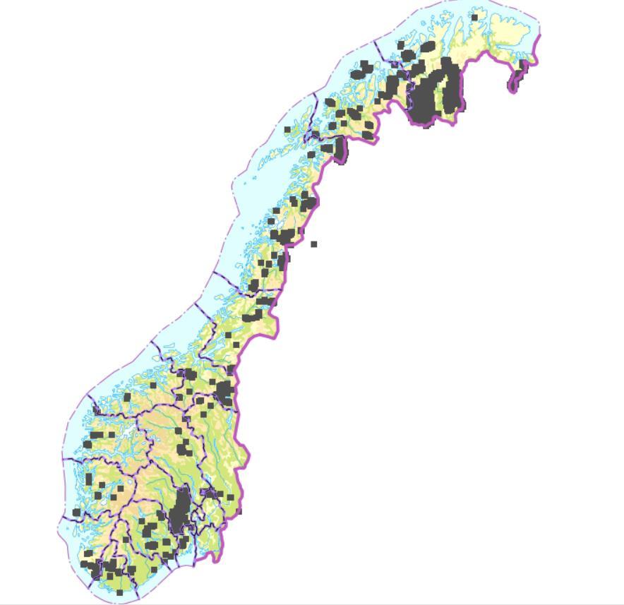 Figur 4 Kart over registrerte undersøkelsesrettigheter hos