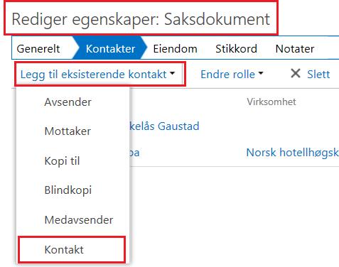 Uregistrerte kontakter kan opprettes for engangsbruk, men dette skal bare brukes for studenter som ikke er registrert i FS og overført til