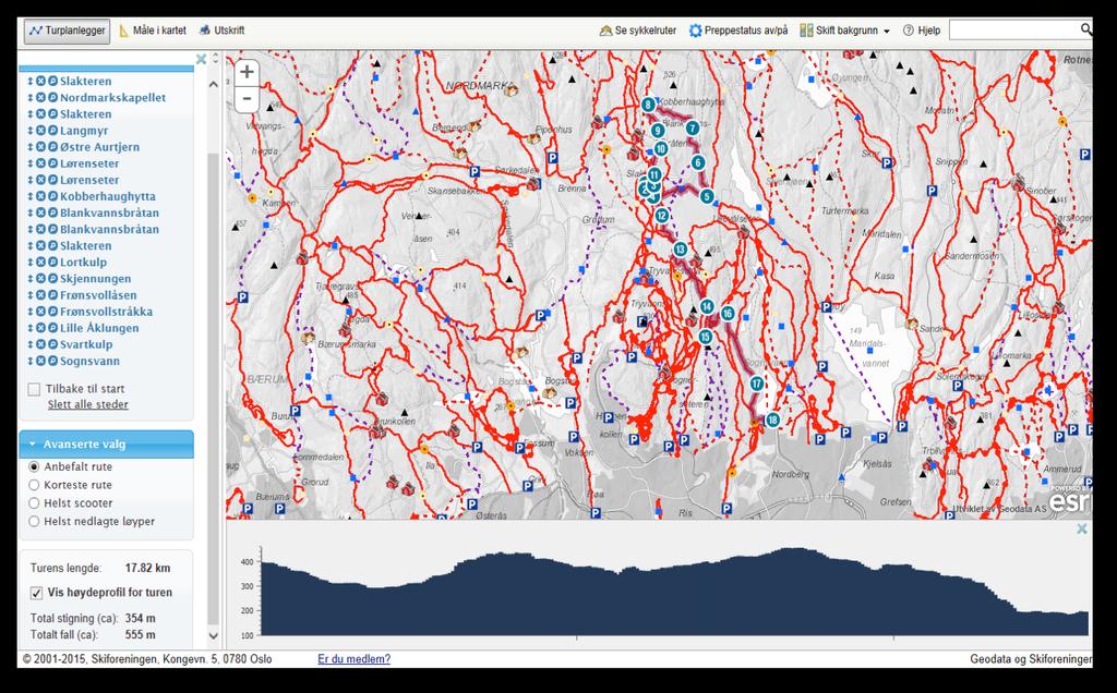 Alternativ B: Guidet skitur i Oslomarka - 17,5 km