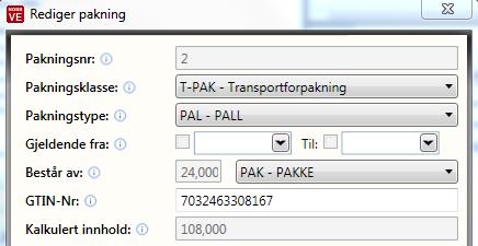 Det er tilrettelagt for å kunne sette utgår dato for D- og T-pak. Dette er nødvendig når innhold i en D- eller T-pak endres.