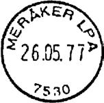 Stempel nr. 10 Type: I25N Utsendt?? MERÅKER 2 Innsendt?? Registrert brukt 07.01.