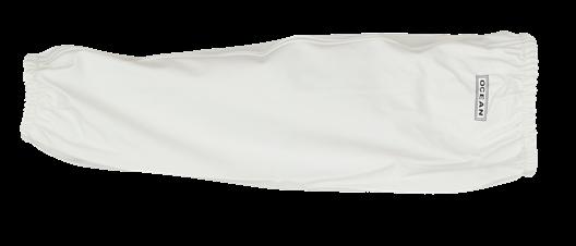 Justerbar halslukking og justerbare snorer for lukking bak. MATERIAL 100% pvc på strikket polyester, 300 g/m2 VEKT 300g/m² FARGE 40 Hvit STR. M-XXXL STANDARD EN 343 cl.3.1 ARMER ART NR: 0-1711-18702-40 Erme med elastikk i begge ender.