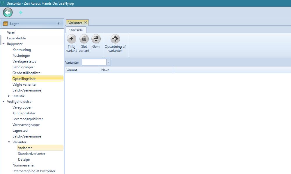 I Uniconta kan du opprette to varianter. Varianter benytter du f.eks. som størrelse og farve.