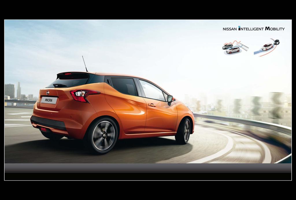 NISSAN INTELLIGENT DRIVING NYE MICRA GJØR KJØREOPPLEVELSEN ENDA BEDRE Kjøredynamikken til nye Nissan MICRA gir deg en bedre kjørefølelse.