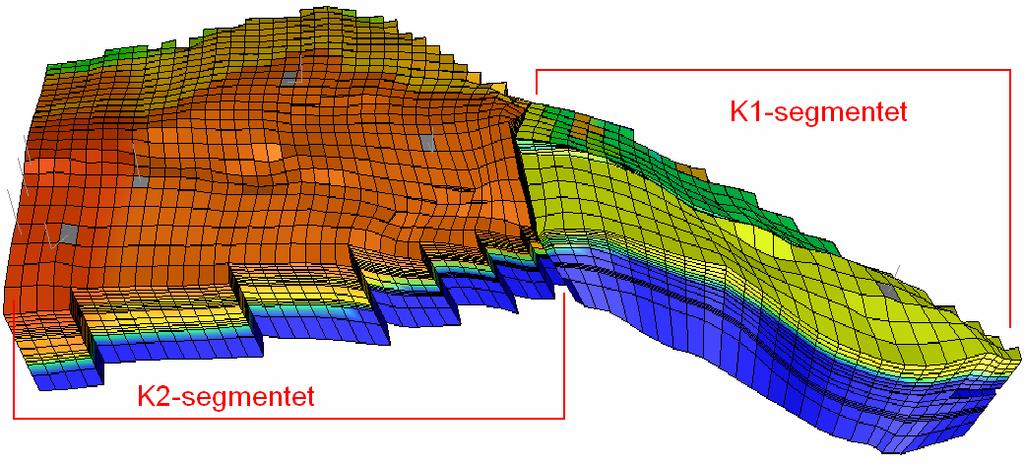 Trykkstøtte i K1K2 Figur 4. 3: Oversiktsbilde over K1K2-segmentet Det er allerede en del brønner som er aktive i denne delen av feltet, i tillegg til at noen brønner er under planlegging. 4.2 K1-segmentet K1 er den delen av segmentet med lavest trykk.