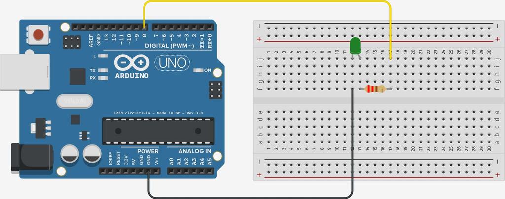 Nødvendig utstyr Arduino UNO Koblingsbrett (Breadboard) LED Motstand, R = 270Ω